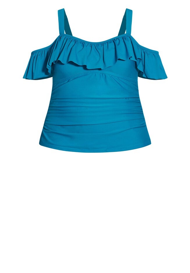 Ruffle Tankini Top, TEAL, alternate image number 2