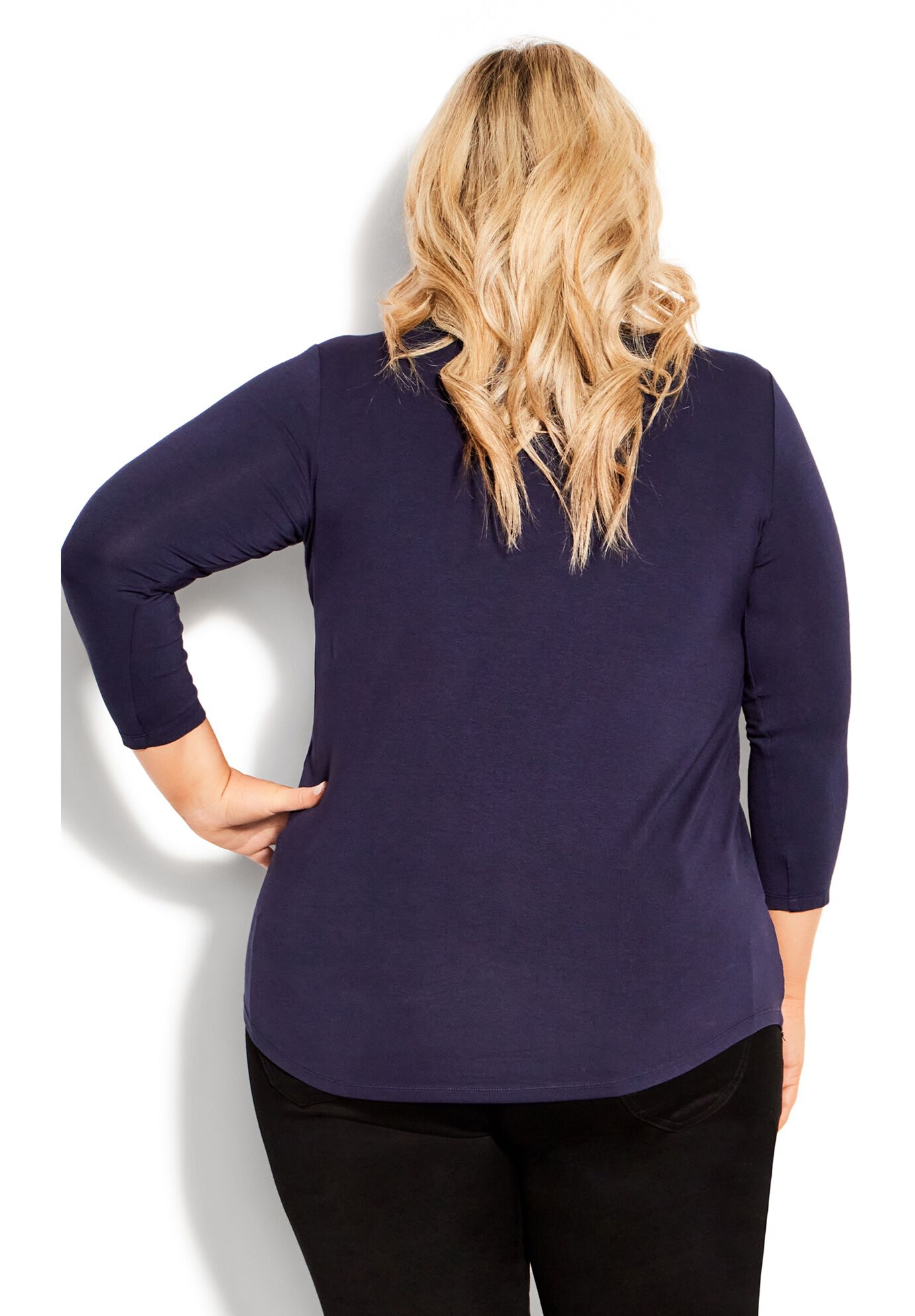Milly Pleat Plain Top, NAVY, on-hover image number 1