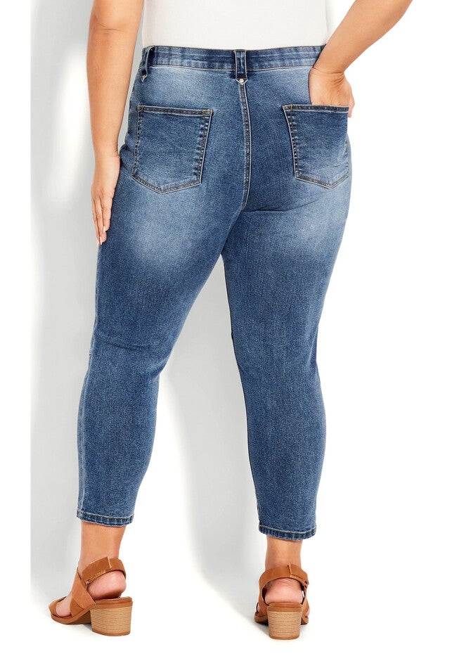 Crop Exposed Button Jean, MID WASH, on-hover image number 1