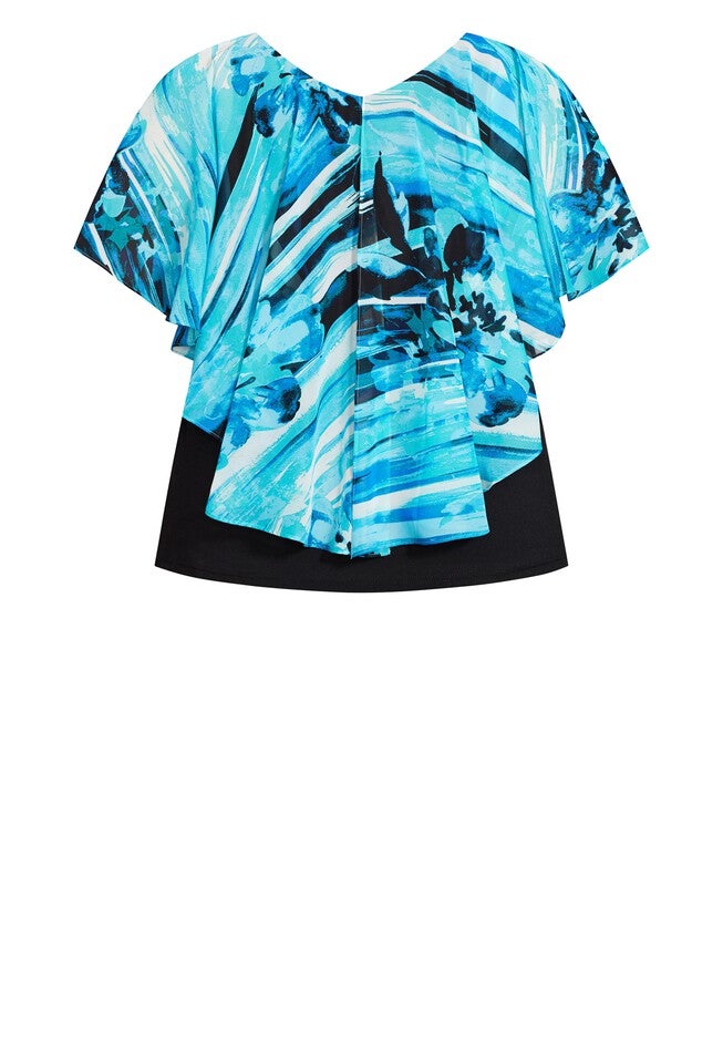 Mira Overlay Print Top, MARINA FLORAL, alternate image number 4