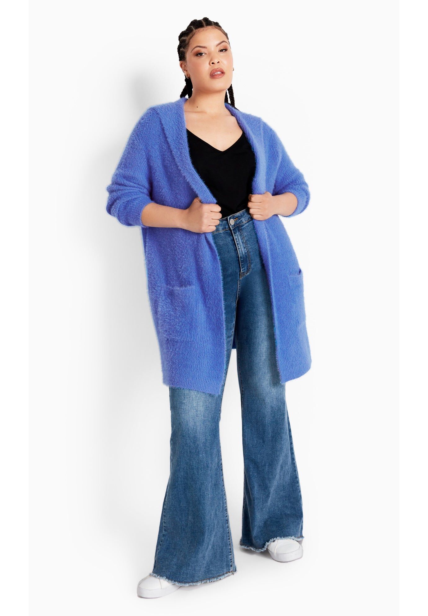 Sienna Plush Cardigan, BLUEBIRD, hi-res image number 0