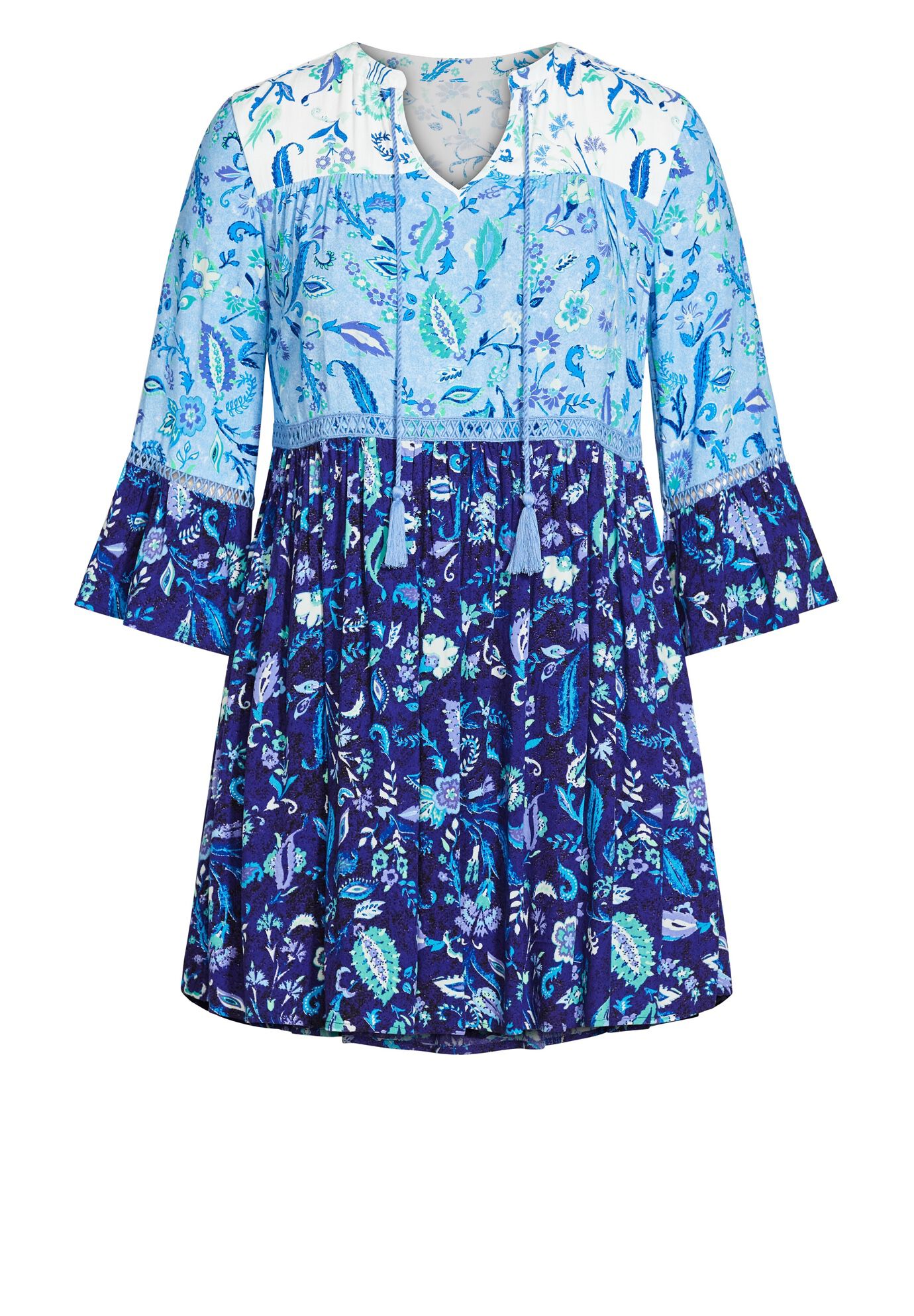 Eliana Tiered Tunic, BLUES FLORAL MIX, alternate image number 2