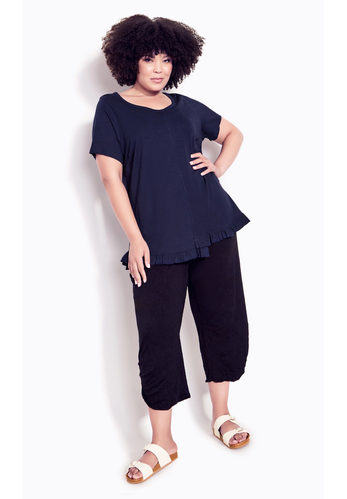 Mae Ruffle Top, WHITE, on-hover image number 1