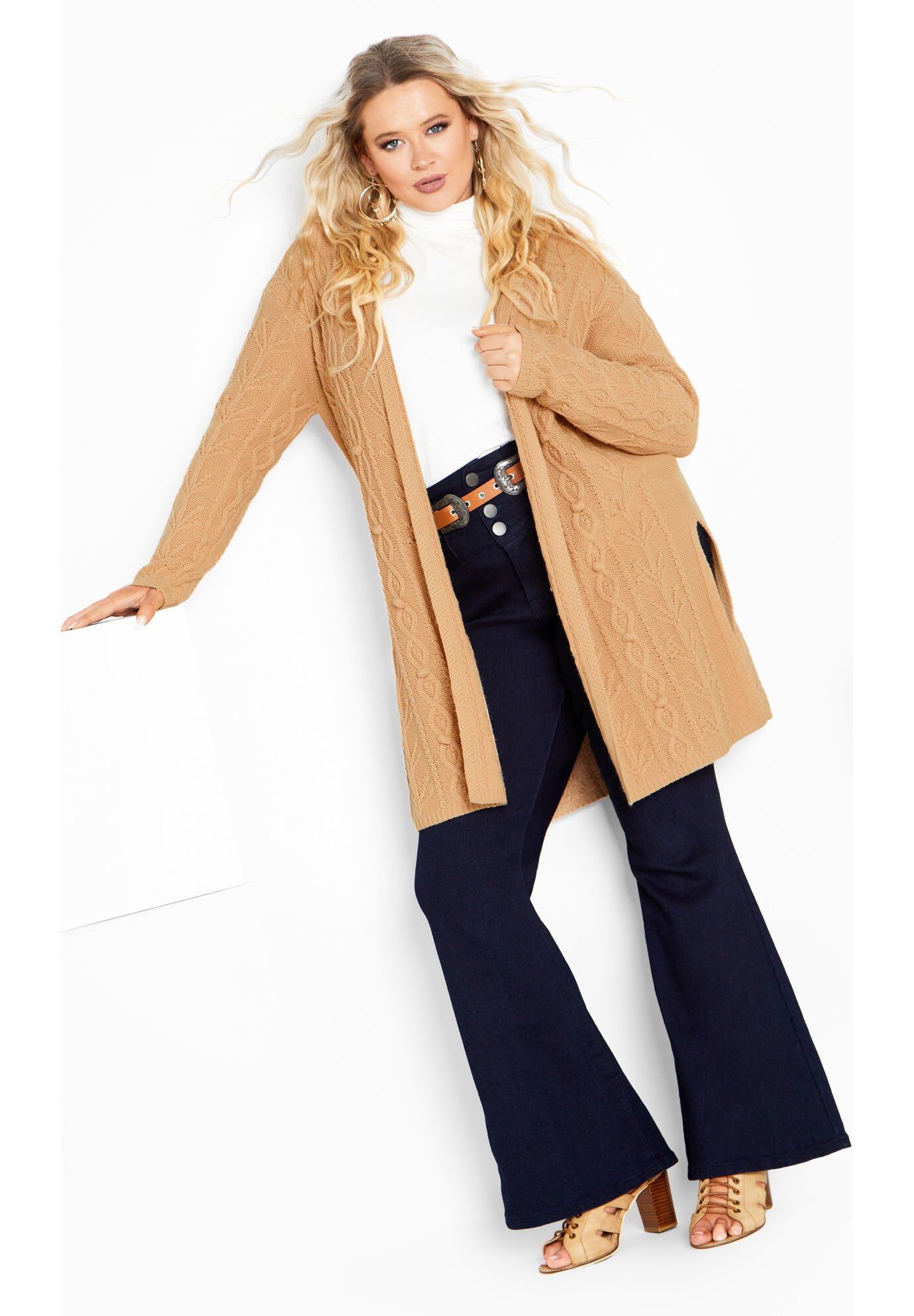 Camilla Cable Knit Hooded Cardigan, LATTE, hi-res image number 0