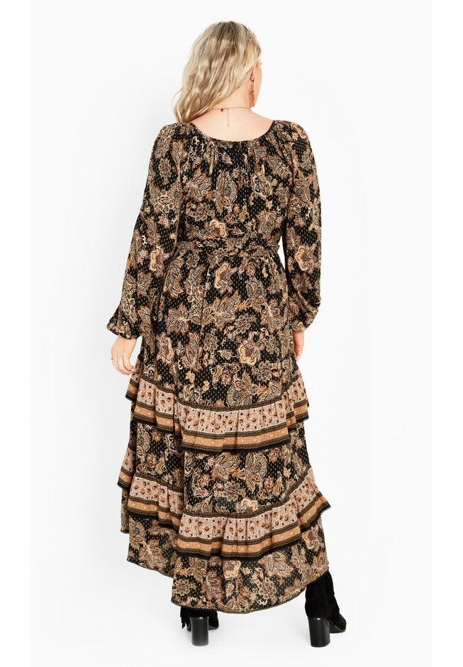 Amahle Puff Sleeve Tier Maxi Dress, FOREVER BORDER, on-hover image number null