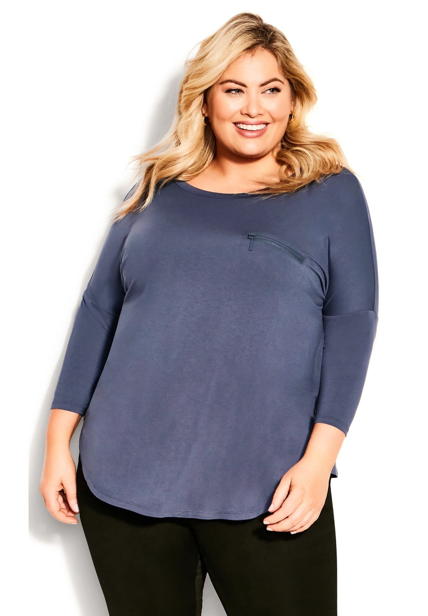 Neela Zip Plain Top, STEEL, hi-res image number 0