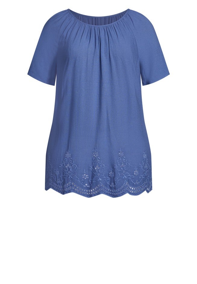 Payton Embroidered Top, DELFT BLUE, alternate image number 5