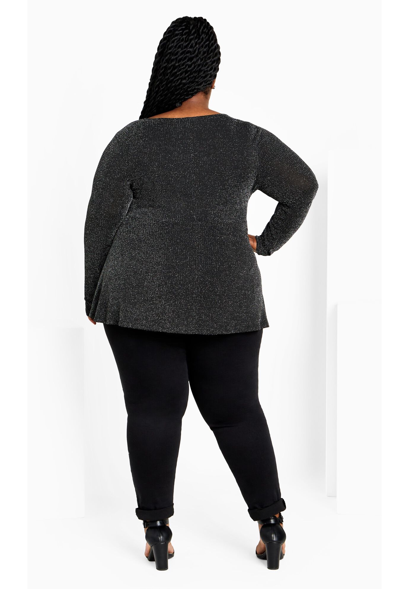 Glam Peplum Top, SILVER, alternate image number 2