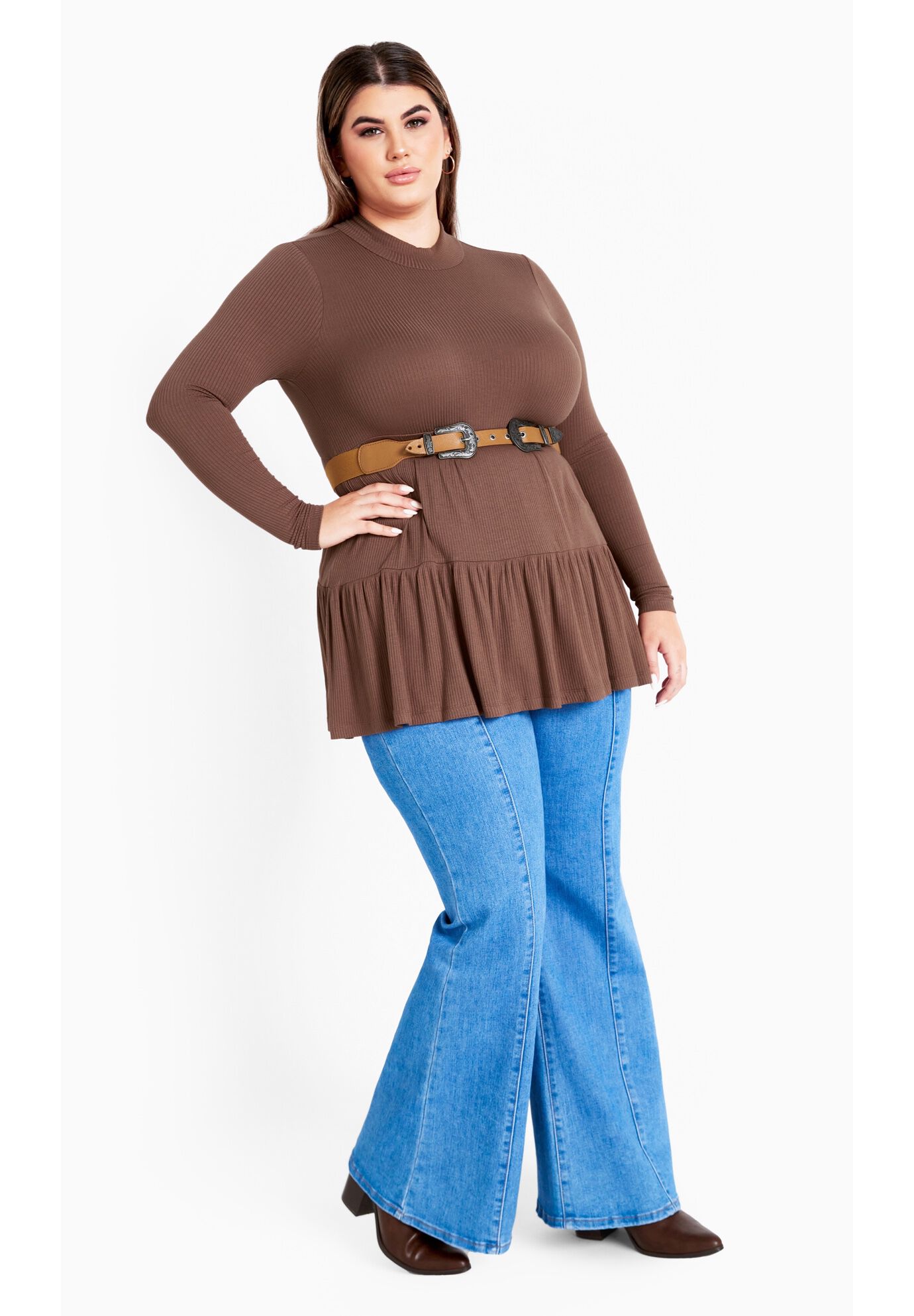 Lulu Tiered Tunic, CHOCOLATE, on-hover image number 1