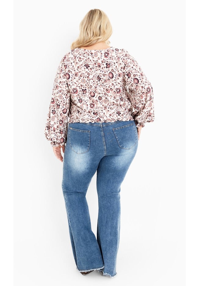 Mylah Shirred Top, FOLK FLORAL, alternate image number null