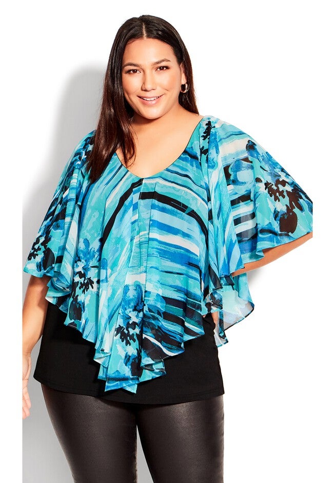 Mira Overlay Print Top, MARINA FLORAL, alternate image number 7
