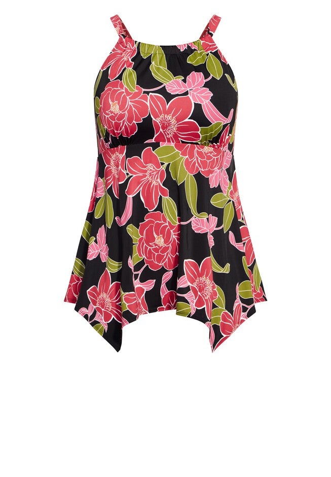 Handkerchief Print Tankini Top, GERBERA, alternate image number null