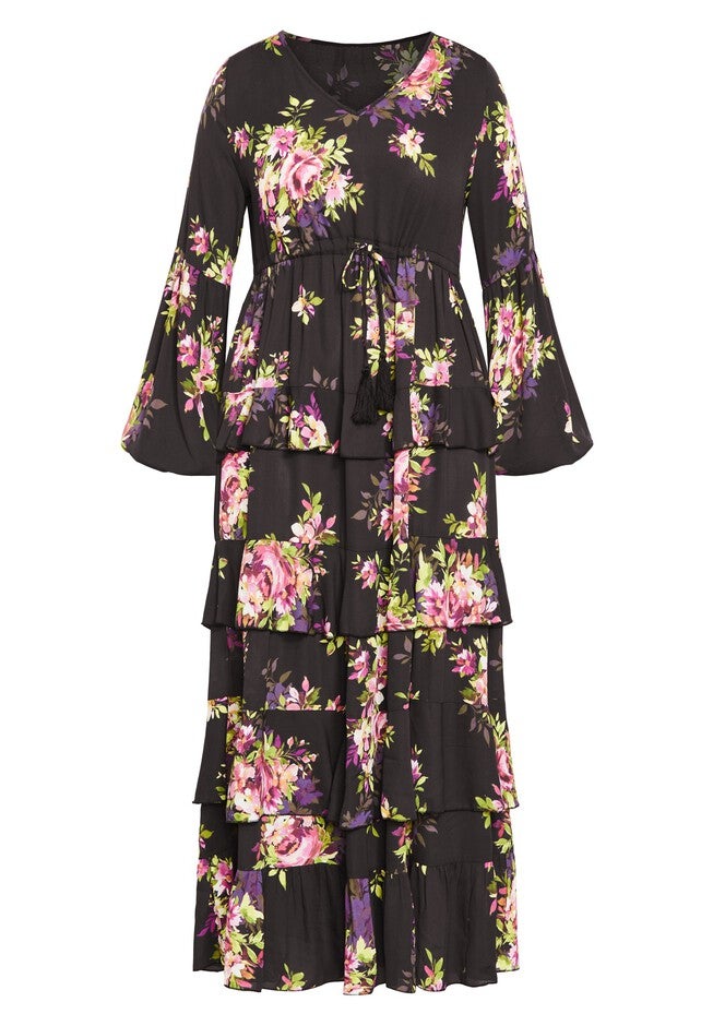 Violet Print Maxi Dress, VIOLET BLOOM, alternate image number null