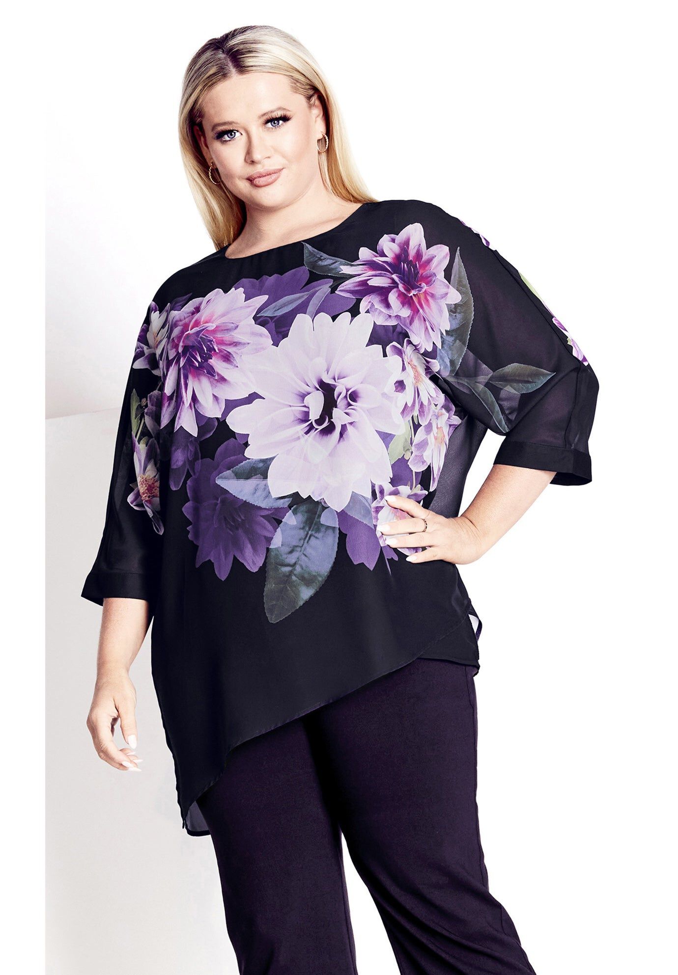 Violetta Top, VIOLET FLORAL, hi-res image number 0