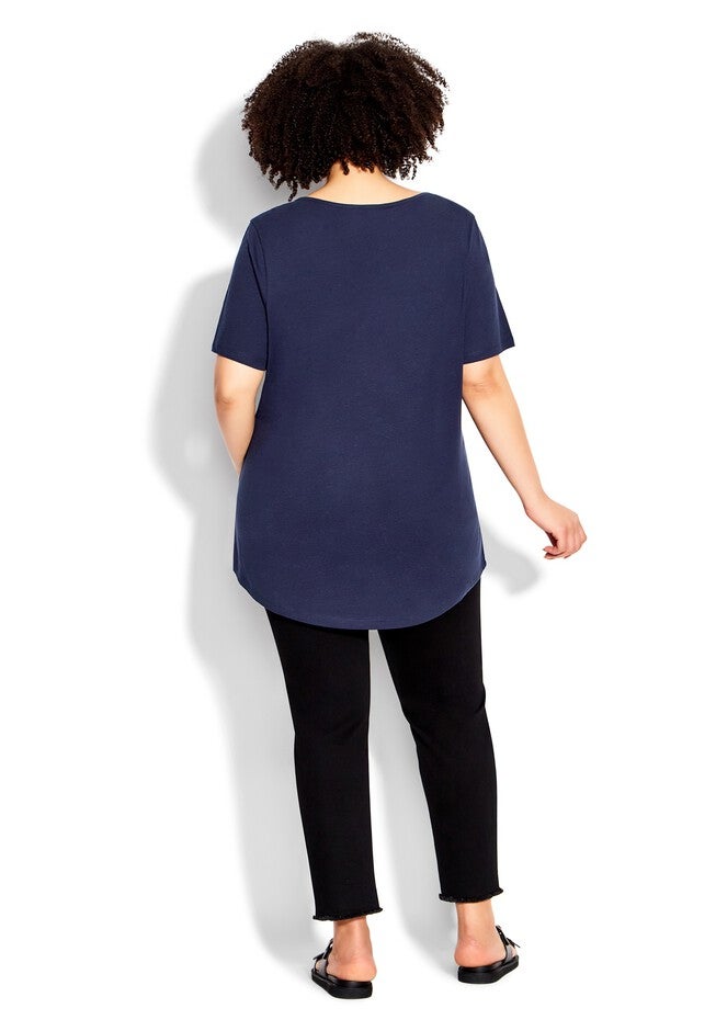 Split Neck Top, NAVY, alternate image number 4