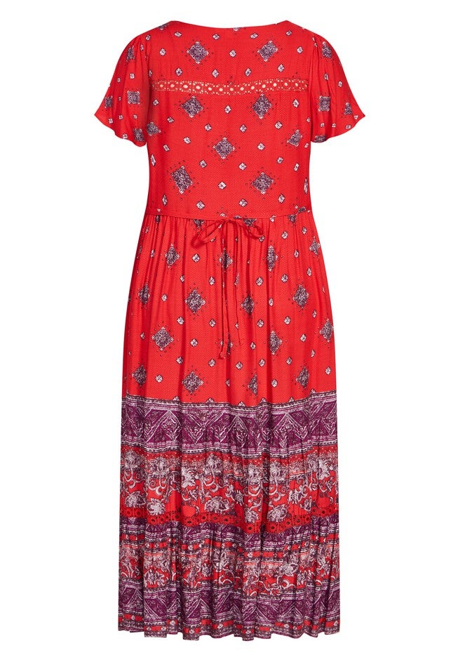 Zariah Maxi Dress, CRIMSON BORDER, alternate image number 4