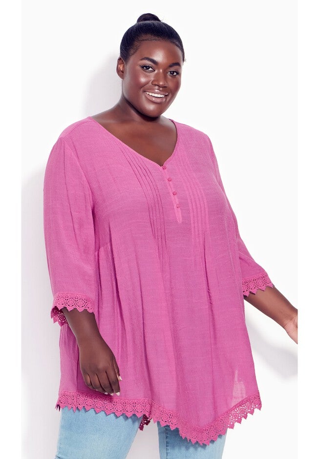 Ellie Pintuck Lace Top, ORCHID, hi-res image number null