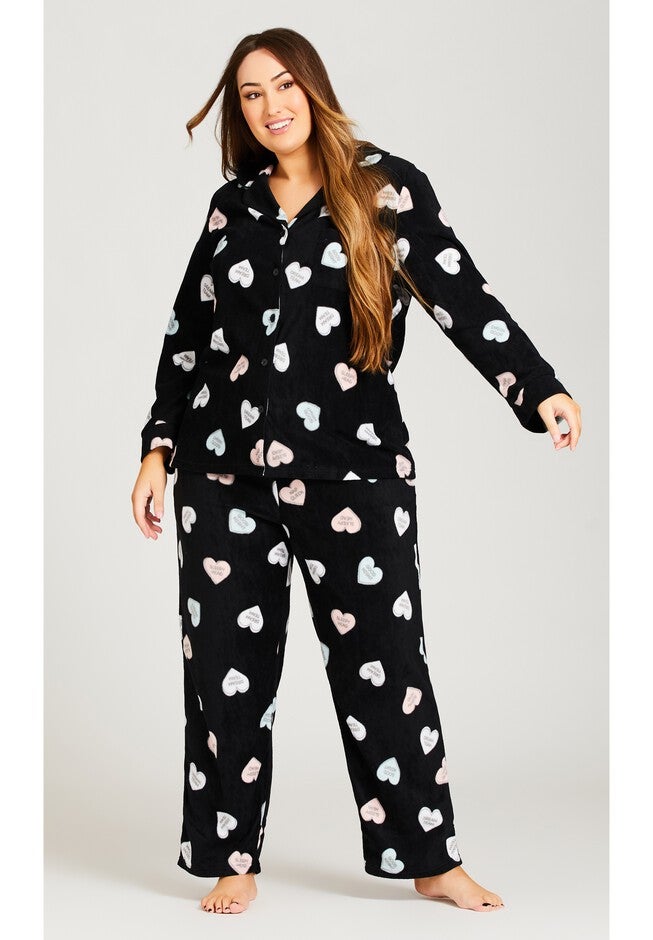 Button Up Fleece Top, HEART PRINT, alternate image number 3