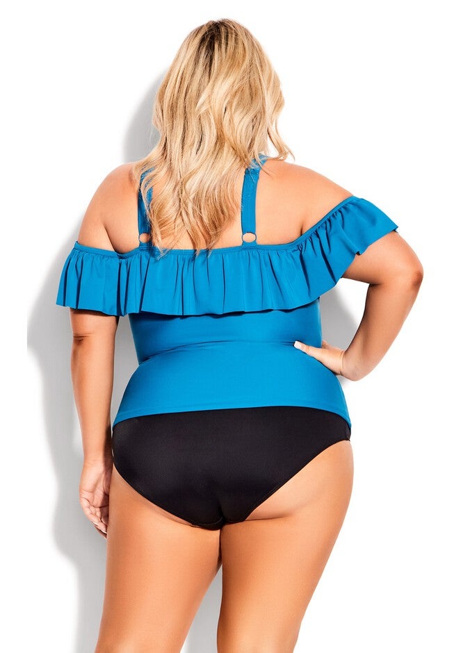 Ruffle Tankini Top, TEAL, on-hover image number 1