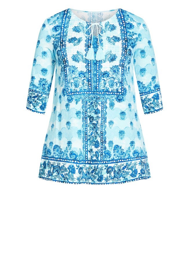 Treasured Placement Tunic, AQUA SPLASH, alternate image number 3