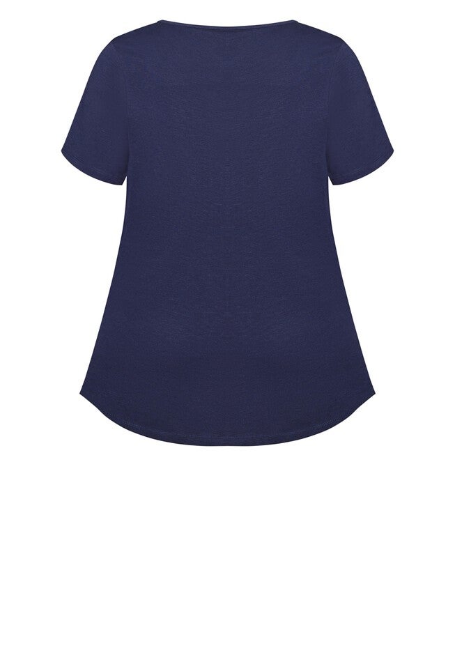 Split Neck Top, NAVY, alternate image number 5