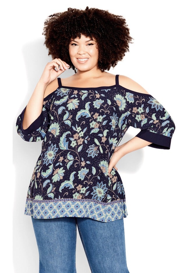 Daisy C/S Print Top, ENGLISH FLORAL, hi-res image number 0