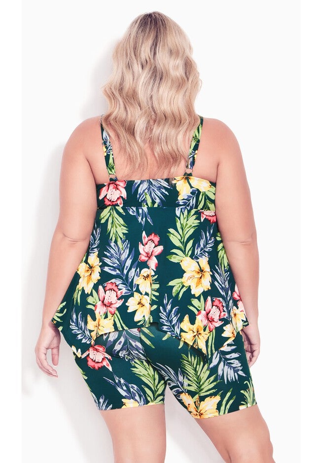 Handkerchief Print Tankini Top, RAVEN, alternate image number null