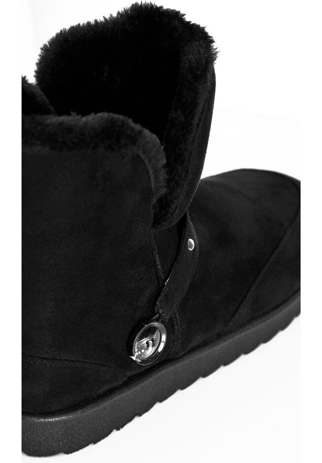 Faux Fur Slip On Buckle Bootie, BLACK, alternate image number 7