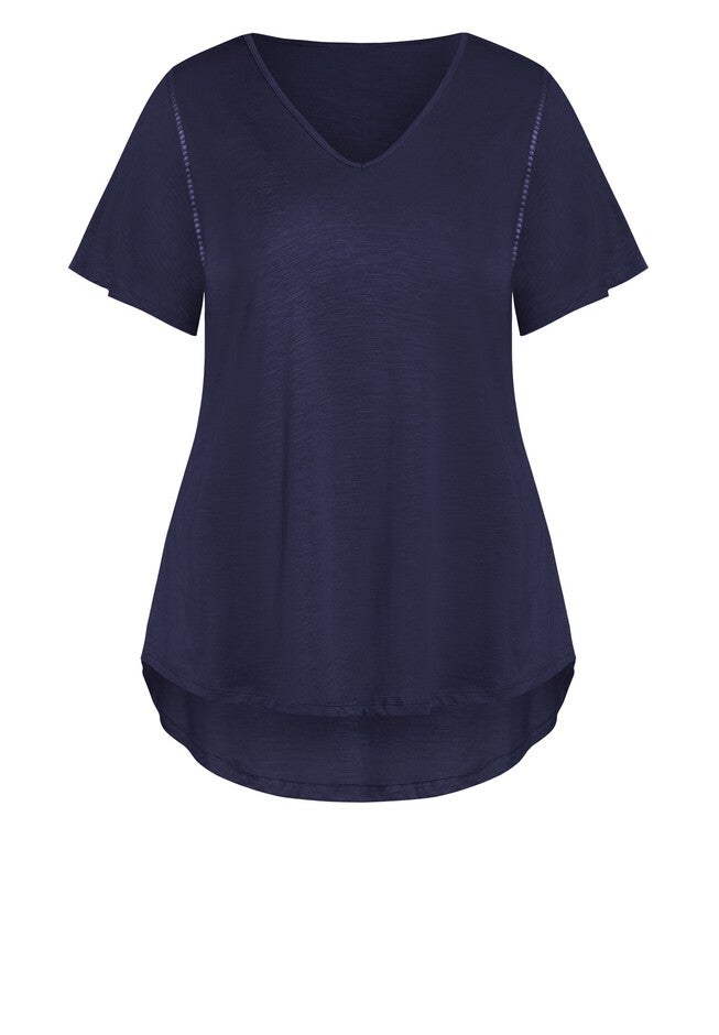 Flutter Sleeve Plain Top, NAVY, alternate image number null