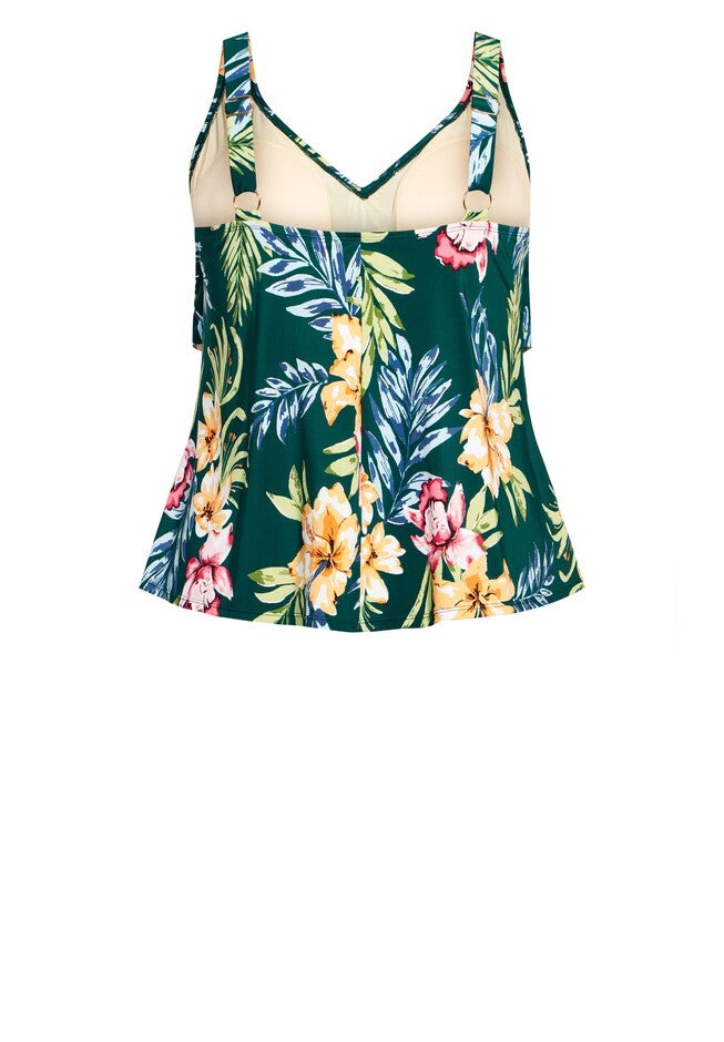 3 Tiered Print Tankini Top, RAVEN, alternate image number null
