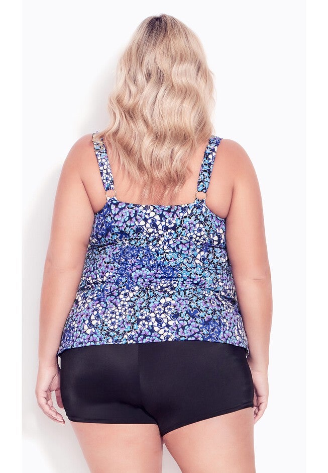 Ruffled Print Tankini Top, LOURDES, on-hover image number 1