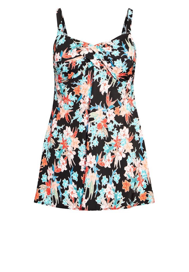 Twist Print Swim Dress, LA PALMA FLORAL, alternate image number 2