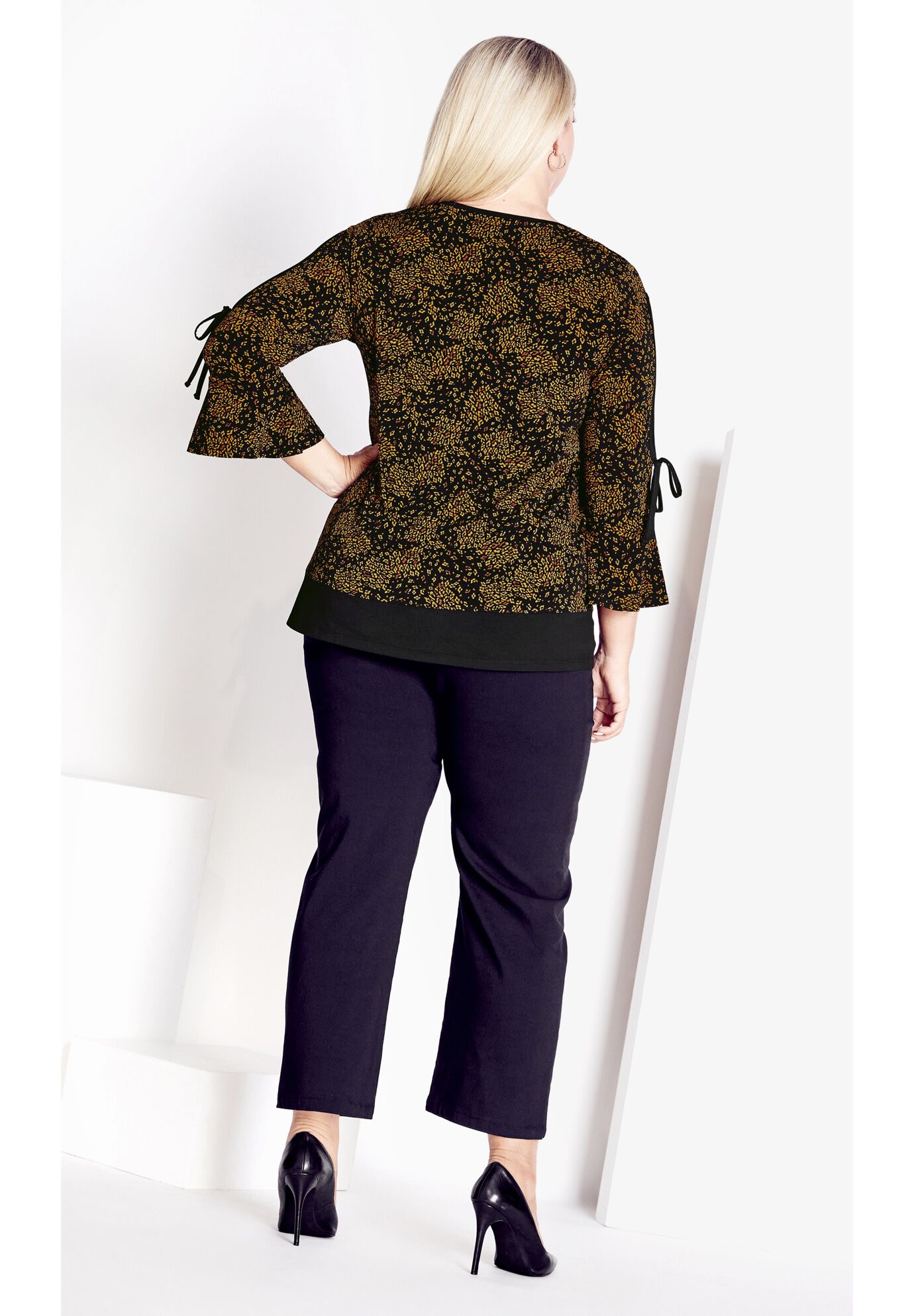 Lara Layered Print Top, GOLD SCATTER, alternate image number 3