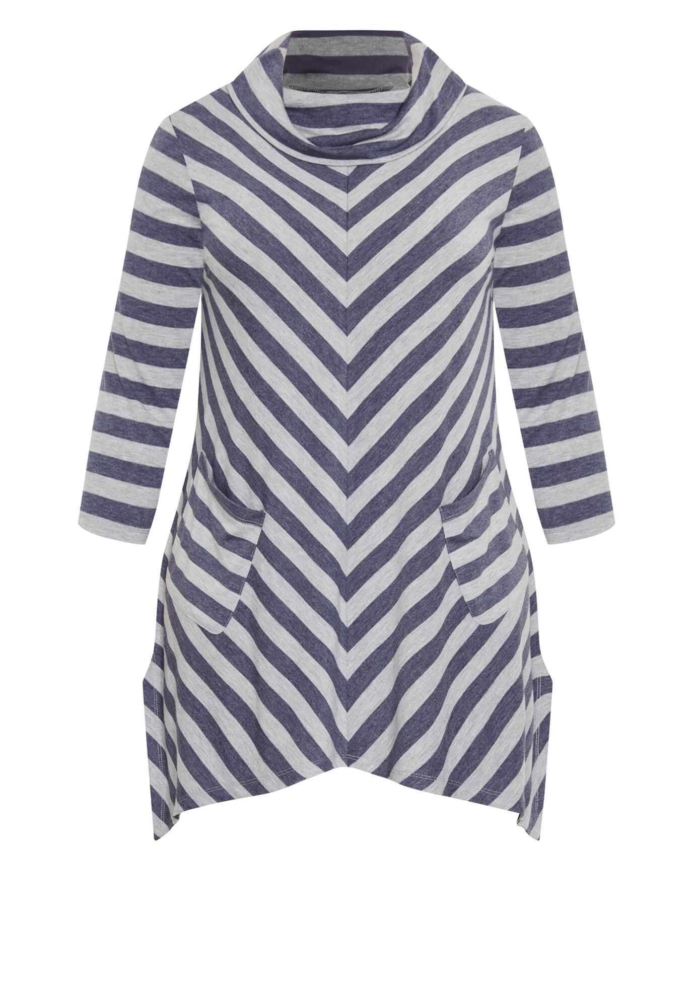 Emily Panel Stripe Tunic, DENIM GREY MARLE, alternate image number 3