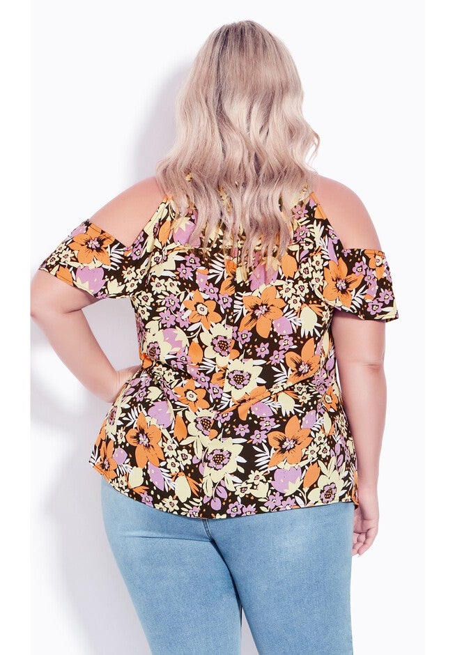 Emmy Frill Top, BLACK JUNGLE SPLASH, on-hover image number 1