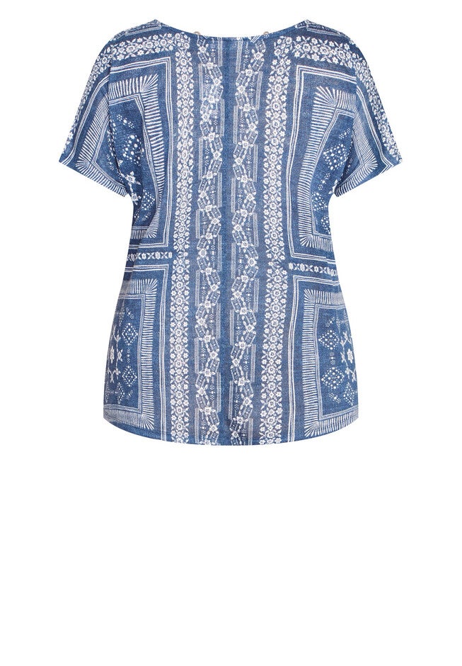 Tiarne Necklace Top, NAVY WHITE TILE, alternate image number null