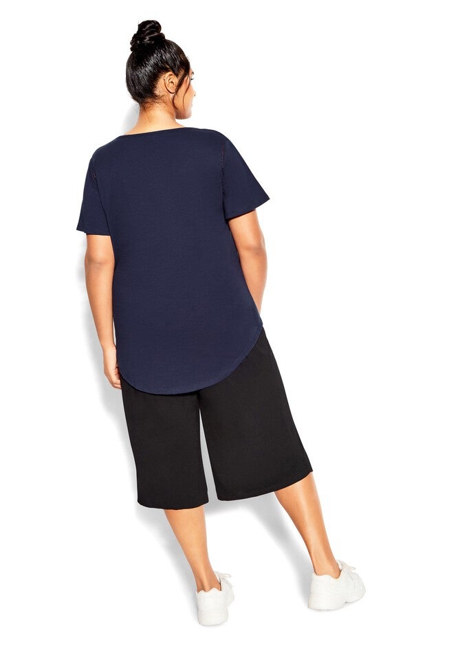 Flutter Sleeve Plain Top, NAVY, on-hover image number null