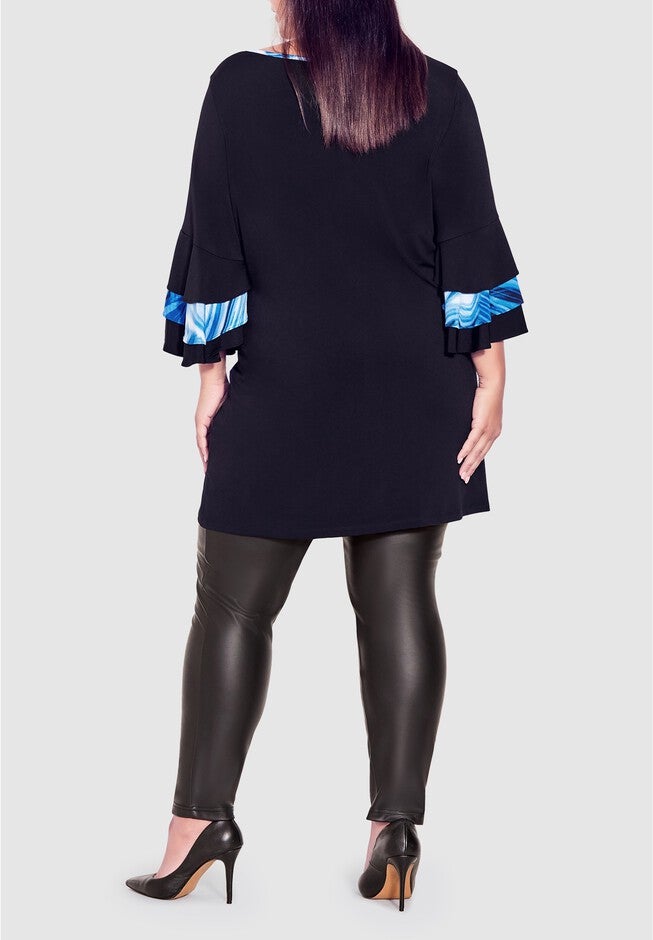 Gabby Bell Sleeve Tunic, BLACK, alternate image number 2