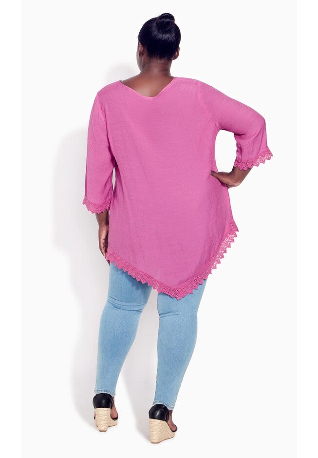 Ellie Pintuck Lace Top, ORCHID, alternate image number null