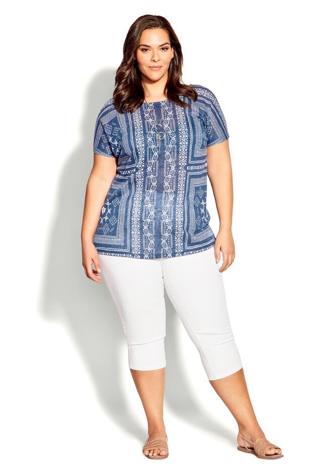 Tiarne Necklace Top, NAVY WHITE TILE, alternate image number null