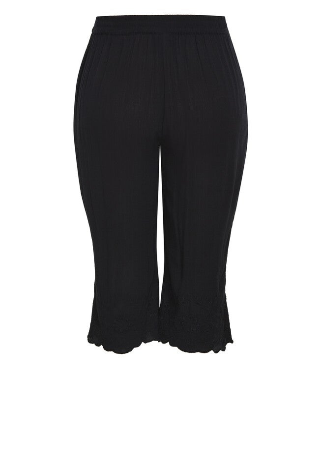 Embroidered Hem Pant, BLACK, alternate image number null