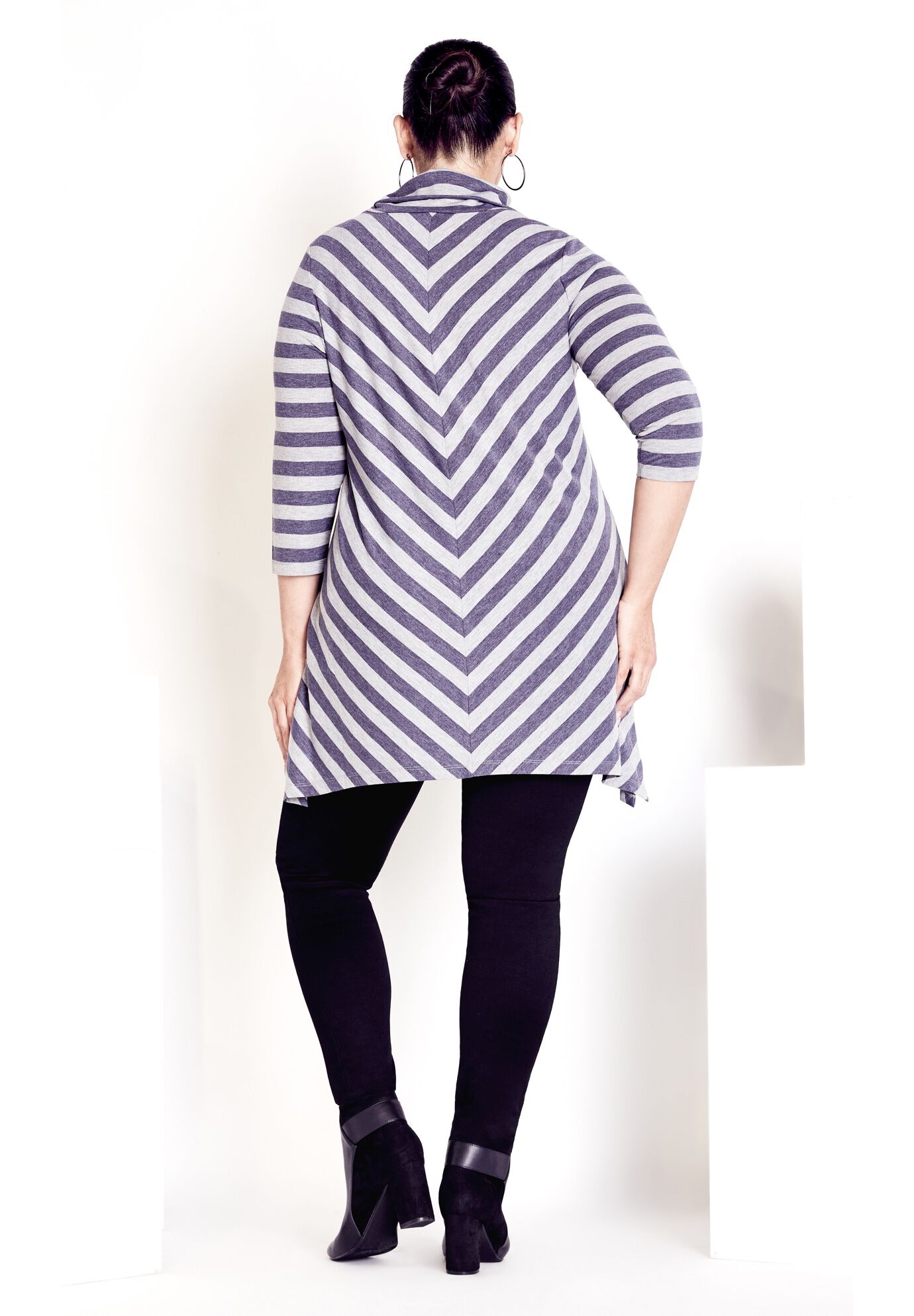 Emily Panel Stripe Tunic, DENIM GREY MARLE, alternate image number 2