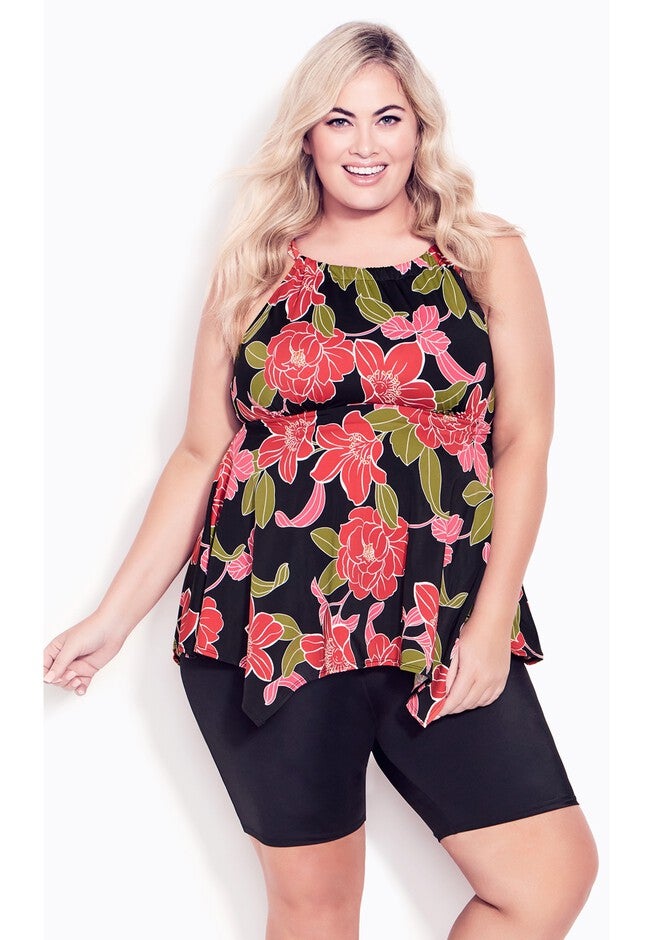 Handkerchief Print Tankini Top, GERBERA, hi-res image number null