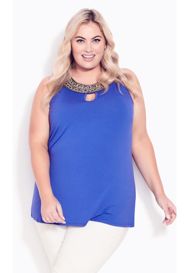 Nadia Beaded Top, DAZZLING BLUE, hi-res image number 0