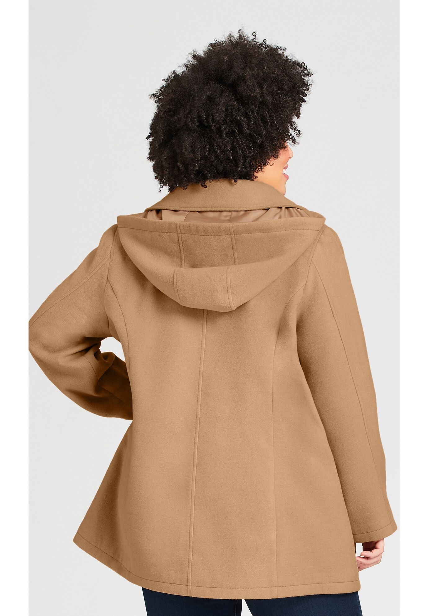 Faux Wool Peacoat, CAMEL, on-hover image number 1