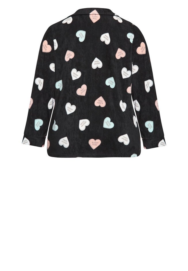 Button Up Fleece Top, HEART PRINT, alternate image number 5