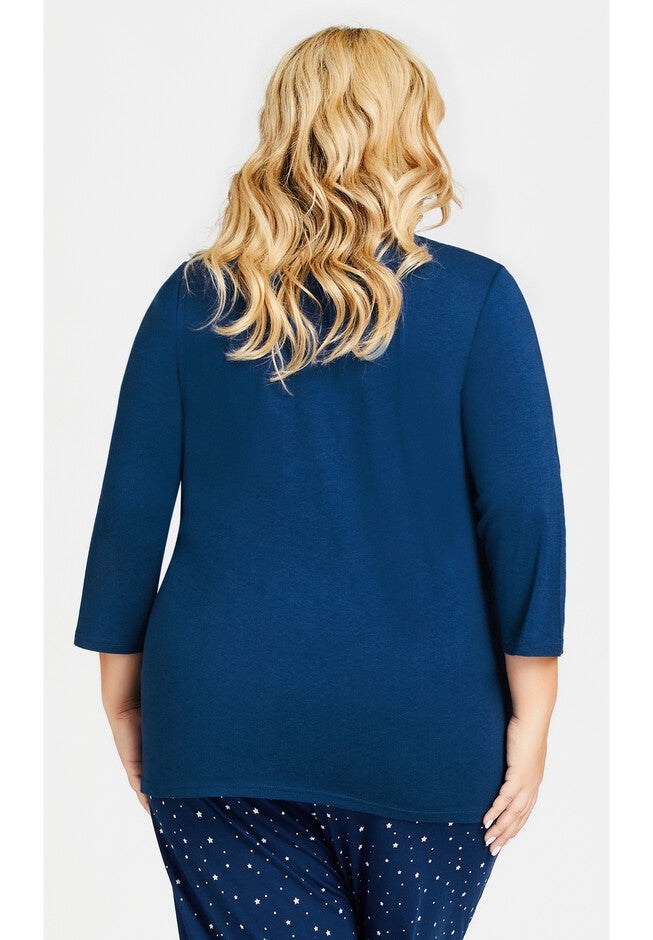 3/4 Sleeve Dream Big Sleep Top, NAVY, on-hover image number 1