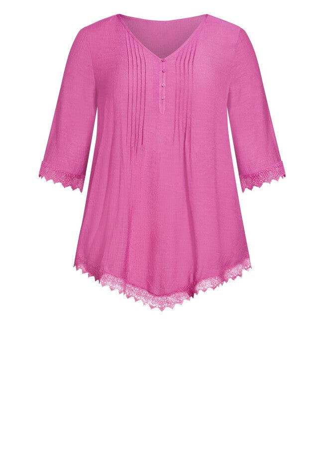 Ellie Pintuck Lace Top, ORCHID, alternate image number null