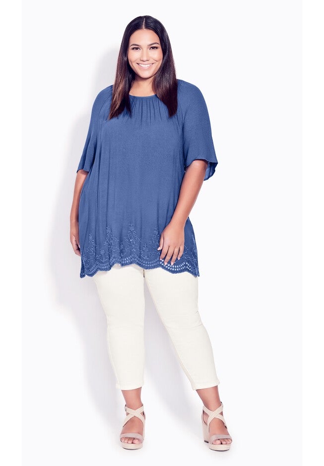 Payton Embroidered Top, DELFT BLUE, alternate image number 2