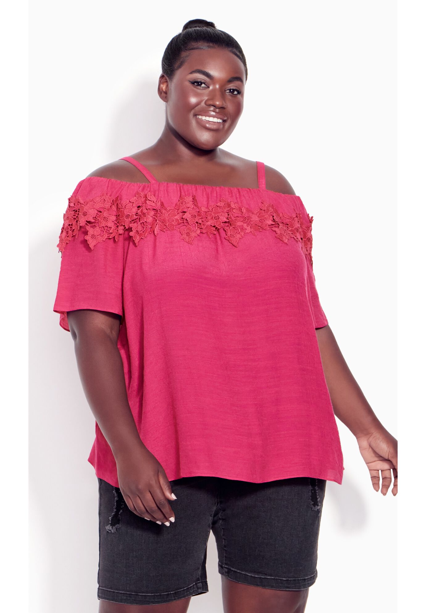 Evie Lace Top, BERRY, alternate image number 5